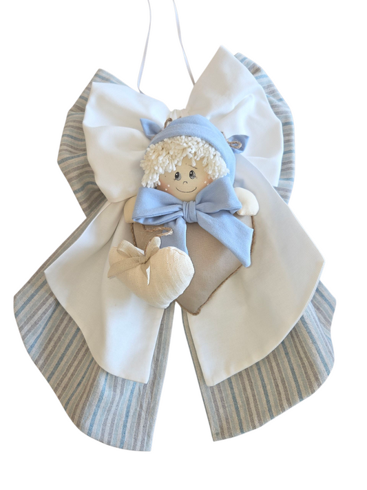 Fiocco Nascita realizzato interamente a mano