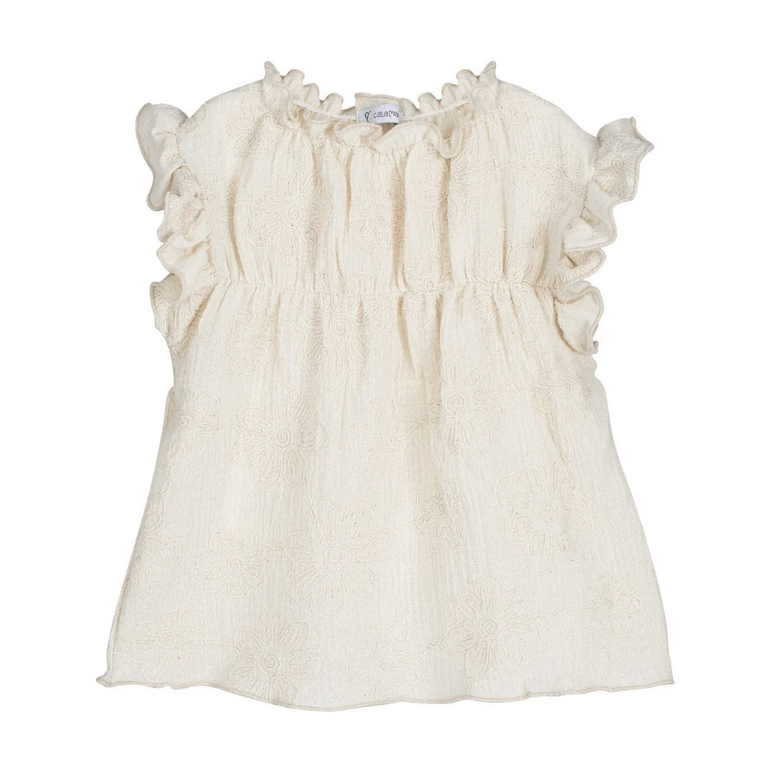 Completo blusa in cotone ricamato Calamaro