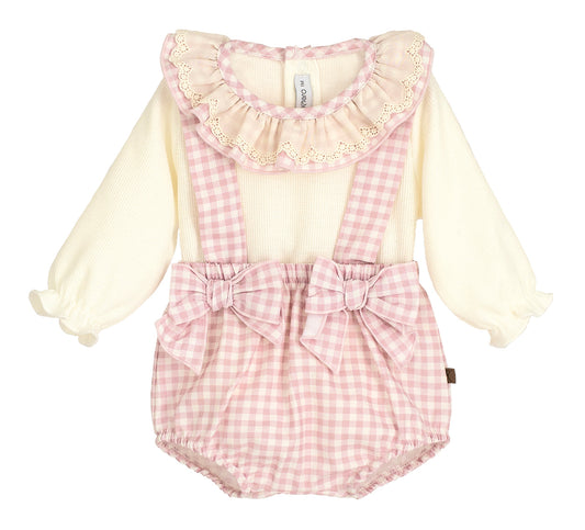 Completo con Salopette In caldo cotone Neonata